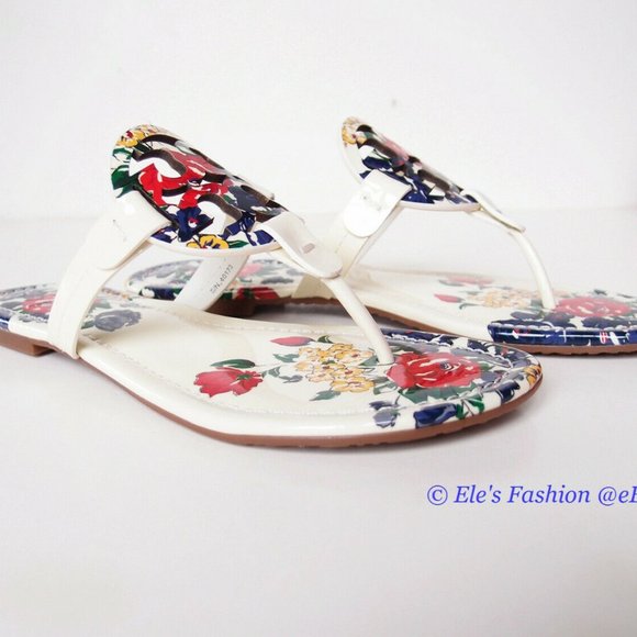 ❤️ NIB Tory Burch Miller Leather Thong Sandal Ivory Tea Rose US 7 7.5 AUTHENTIC - Picture 7 of 12